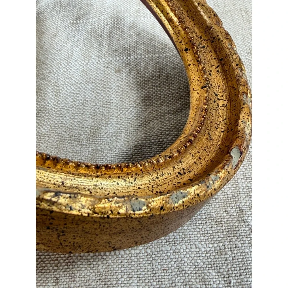 Pair Vintage Italian Gilt Oval Frames Florentine Gold Wood Open Frames